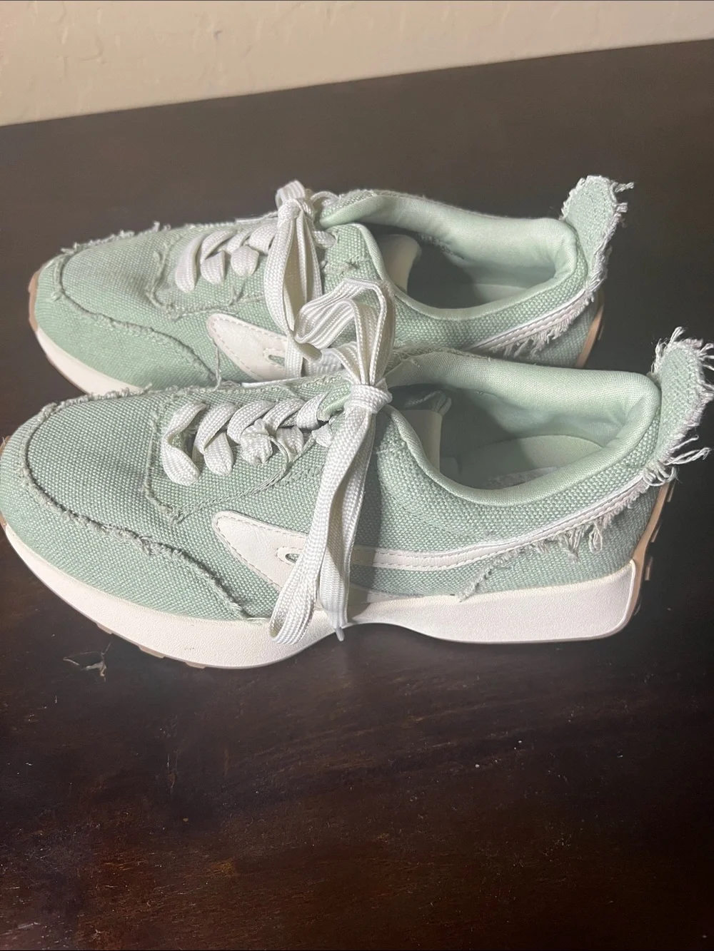 DV by Dolce Vita Mint Green Canvas Lace-Up Sneakers with White Accents